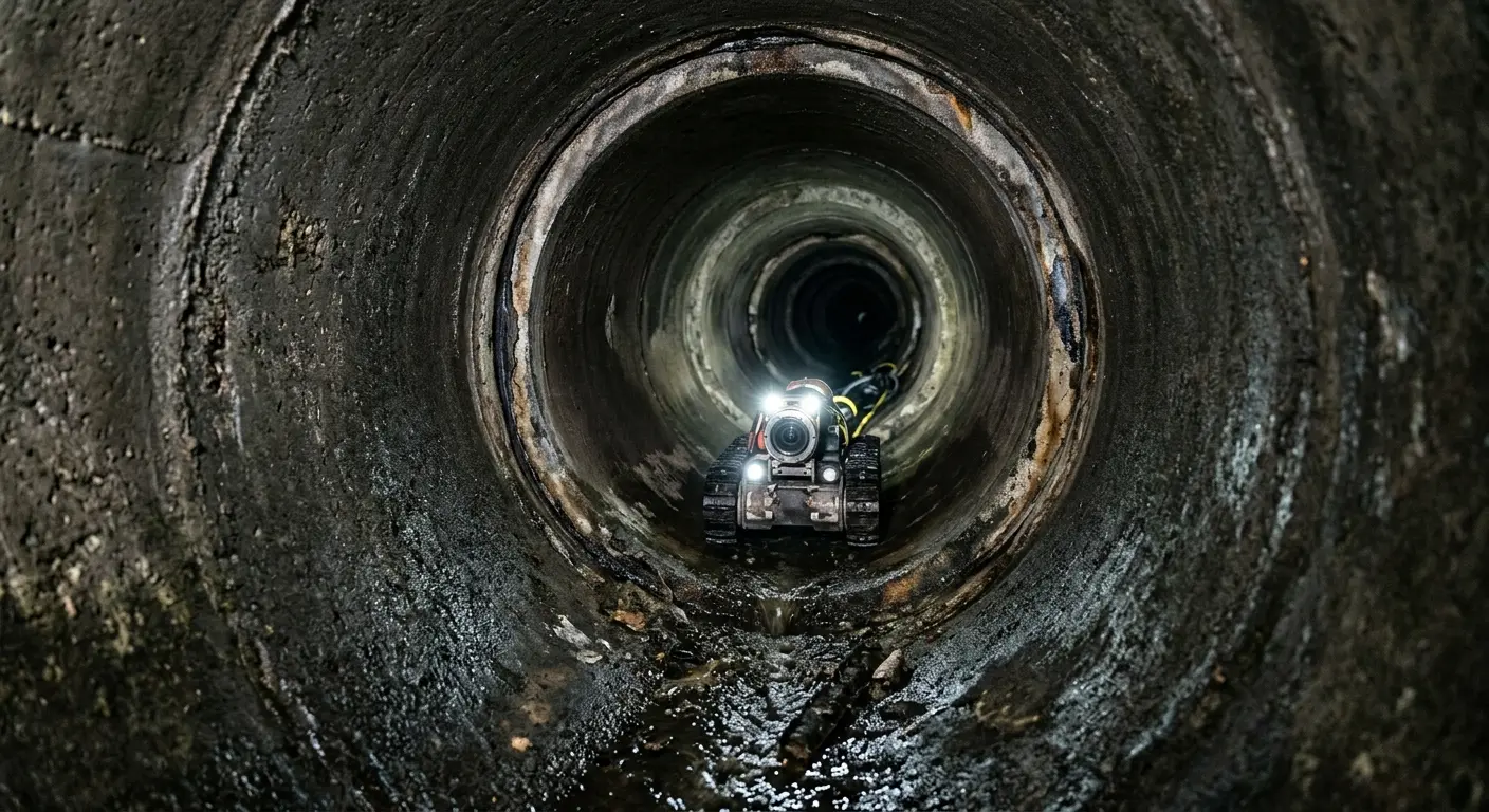 Robotic sewer camera inspecting pipe interior for Sewer Line Repair in Palmyra