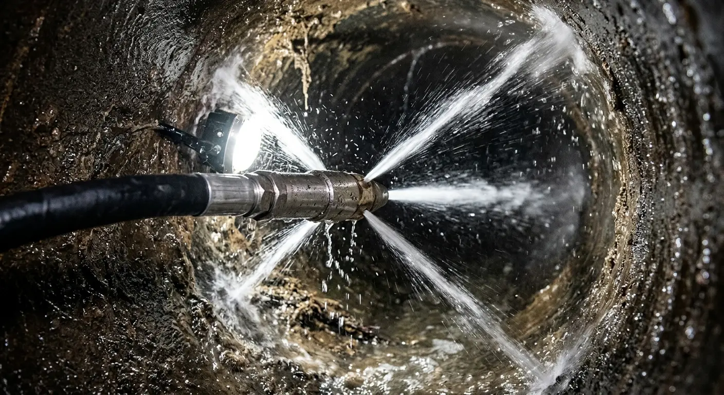 High-pressure hydro jetting nozzle cleaning sewer pipe for Storm Drain Cleaning in Palmyra